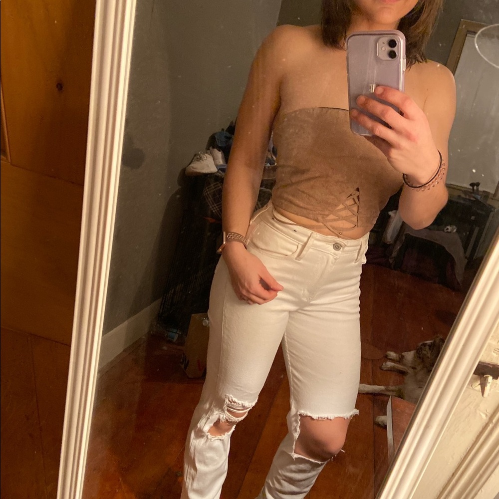 Tobi Suede Tie Back Tube Top